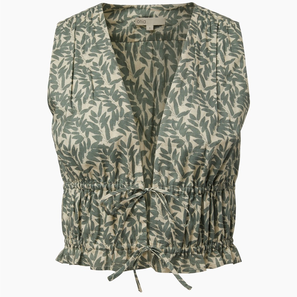 Onia Air Linen Tie Front Top